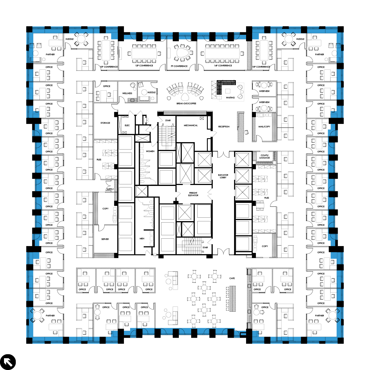 Proposed Office Intensive Layout Floorplan